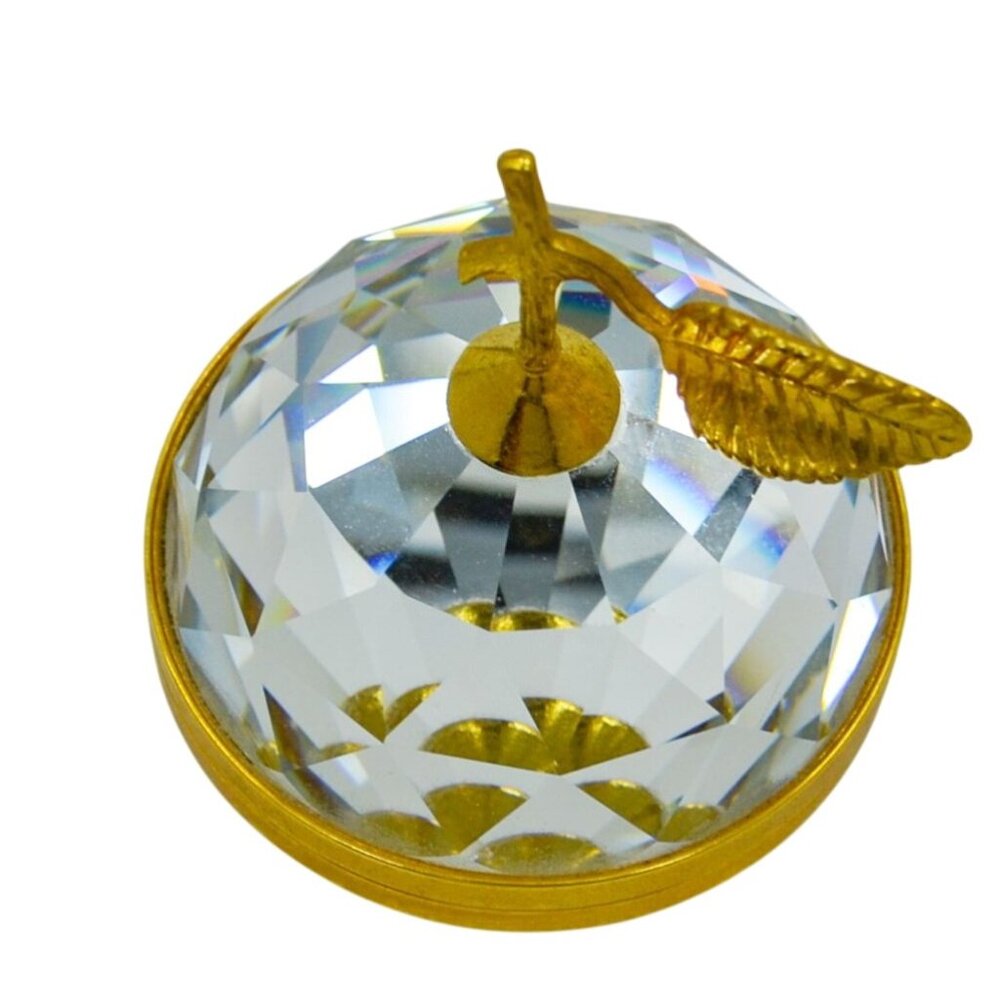 Swarovski SC Logo Faceted Crystal Apple Paperweight with Two Hidden Photo Frames - Picture 2 of 6